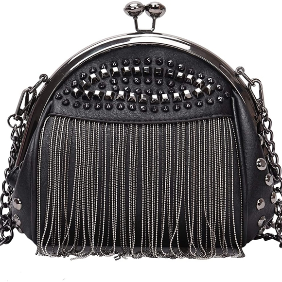 Handbags - ⭐ Punk Style Crossbody Bags for Women Rivet Tassel Evening Clutch Purse Ladies